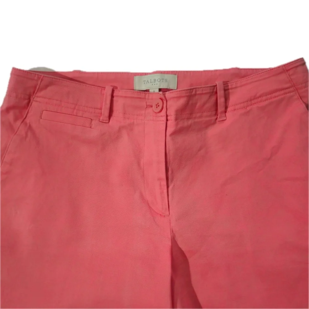 Talbots Shorts Womens 8 Coral Chino Flat Front Slash Pockets Zip - Picture 4 of 6